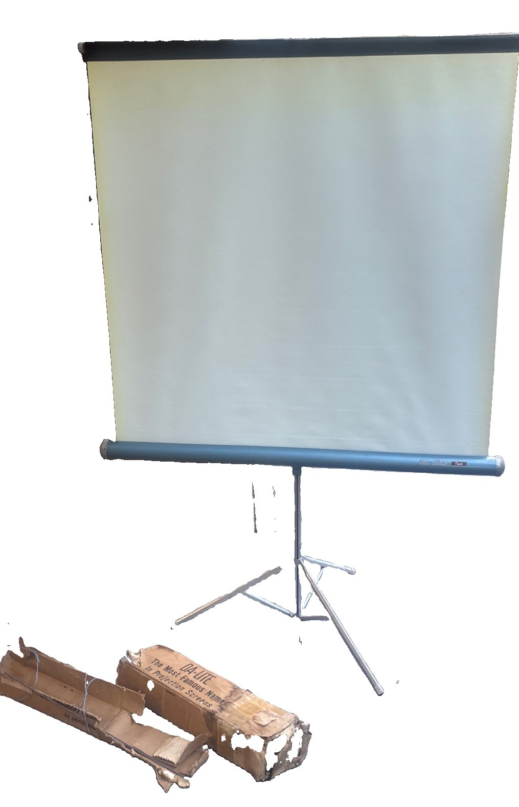 Vintage Da-Lite Flyer 40x40 Projection Screen Tripod Portable w/ Original Box
