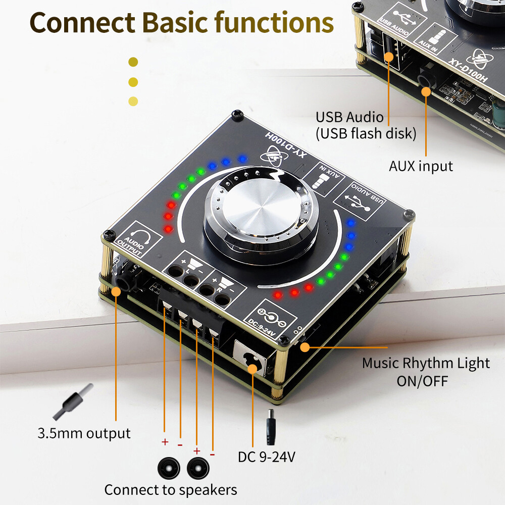 HIFI Stereo Bluetooth Amplifier Board 100W*2 Dual Channel Audio Amplifier Module
