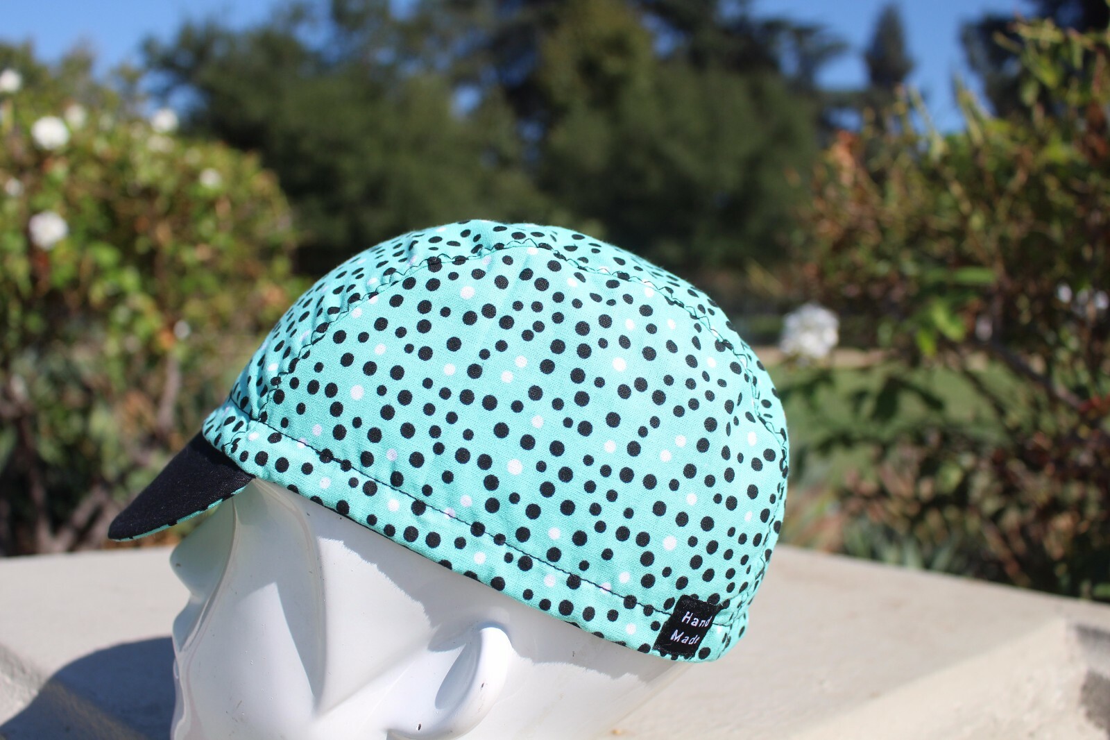 CYCLING CAP BLACK DOTS HANDMADE IN USA S M L