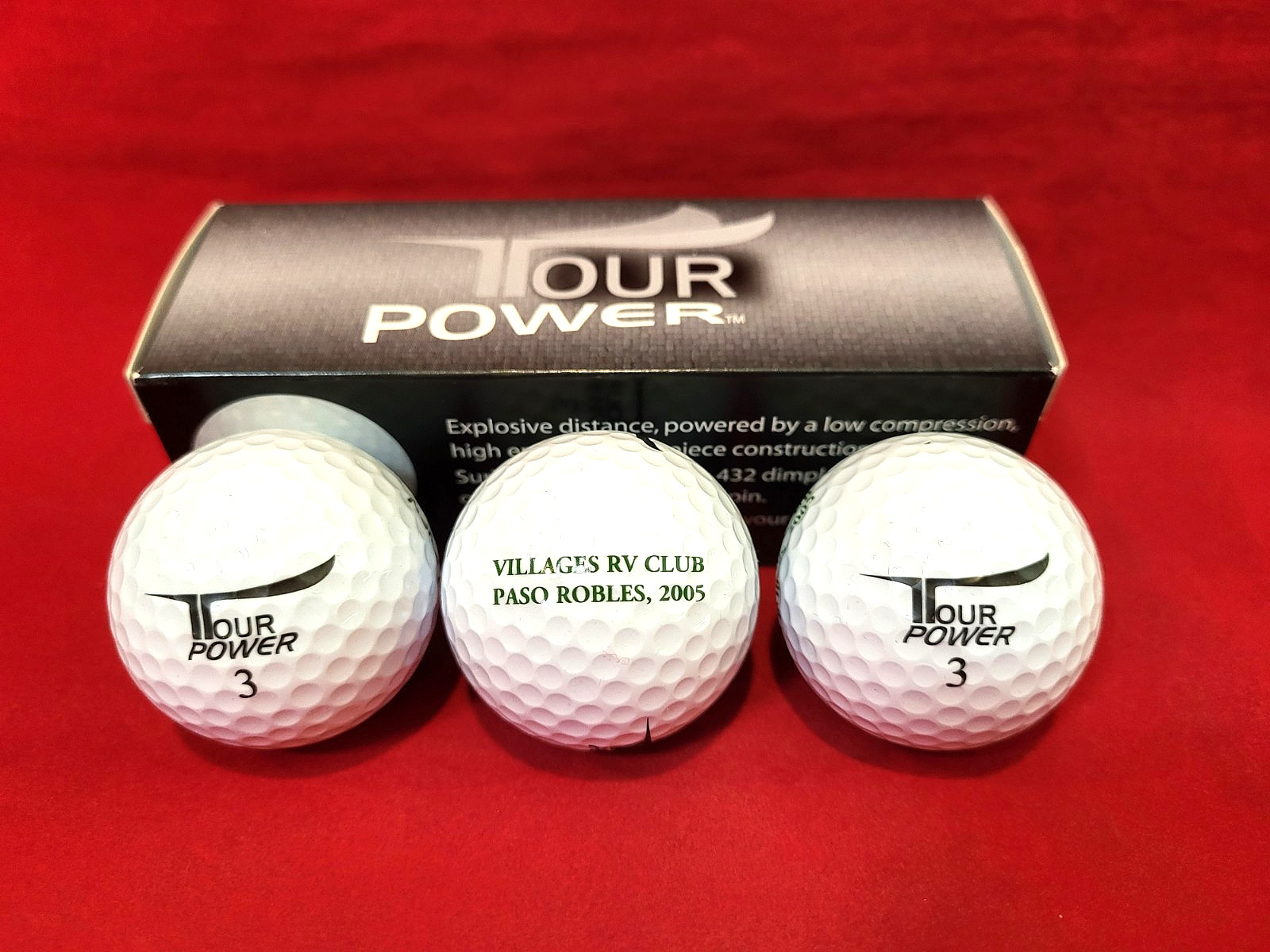 TOUR POWER Golf Balls in Boxed Set of Three- Collectible White-Never Used