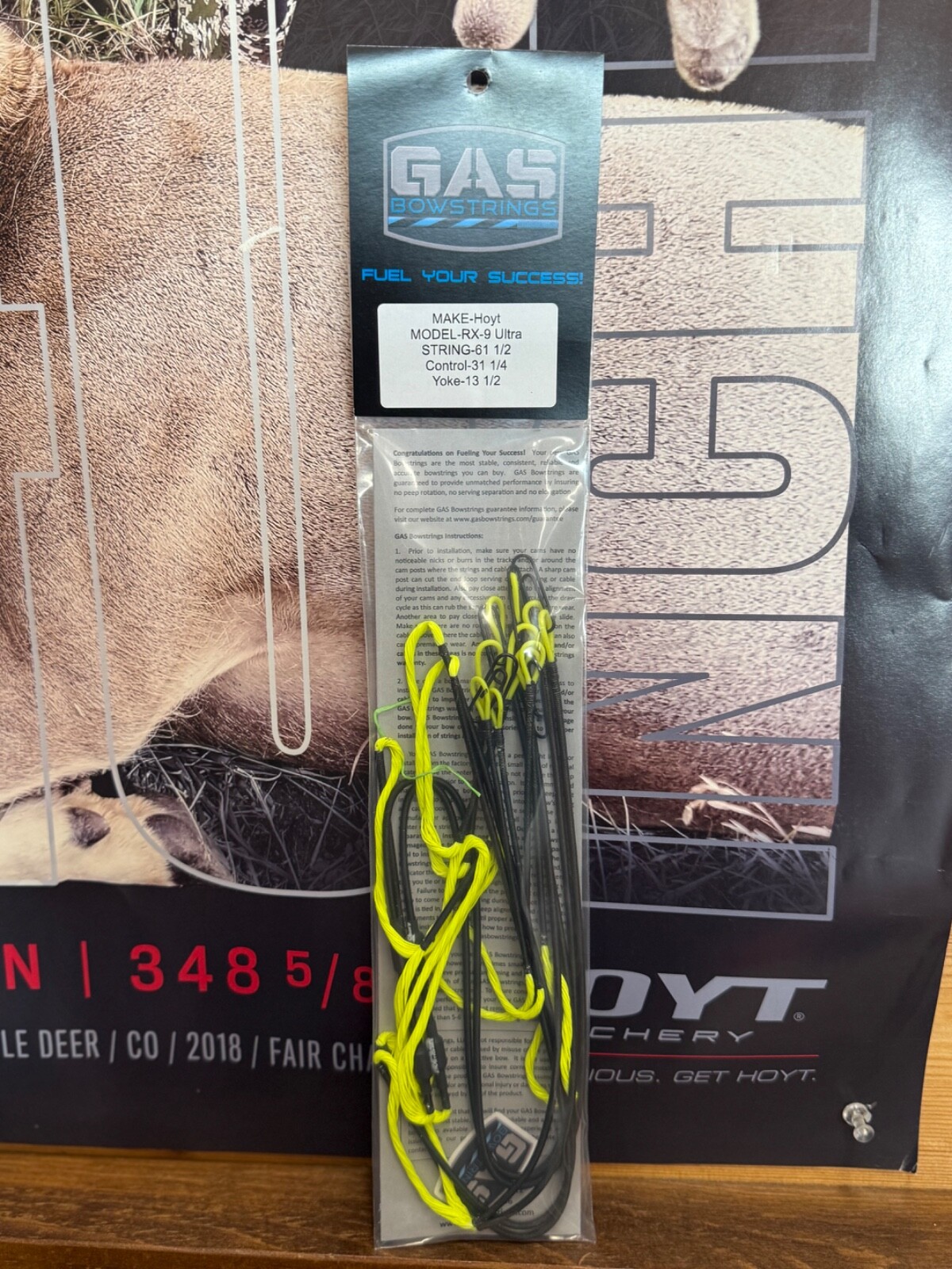 Gas Bowstrings Hoyt RX-10 Ultra Strings w/Speed Nocks RX9 Ultra ALL Flo Yellow