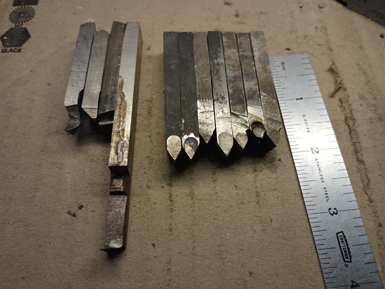 Lot Of 11 Various Carbide And HSS 1/4" X 1/2" Lathe Tool Bits A30