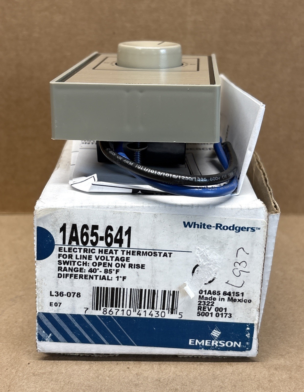 White Rodgers 1A65-641 Electric Heat Thermostat for Line Voltage Emerson