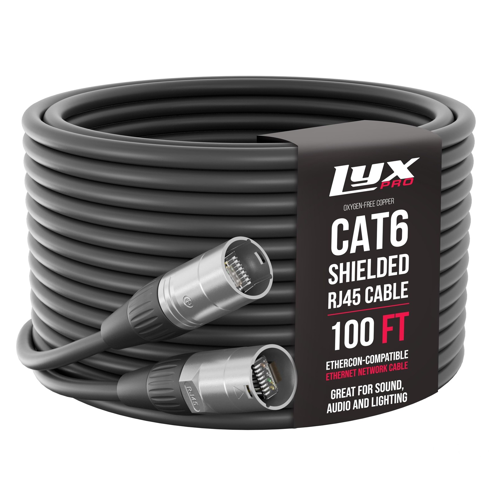 LyxPro 100 Feet Shielded CAT6 Ethercon Cable - Professional Audio & Lighting ...