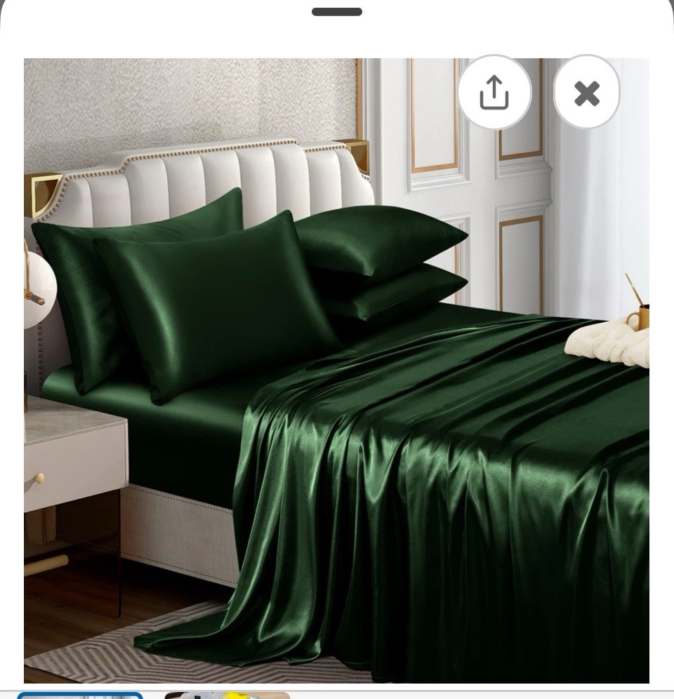 Horbaunal Satin Sheets Set King Green