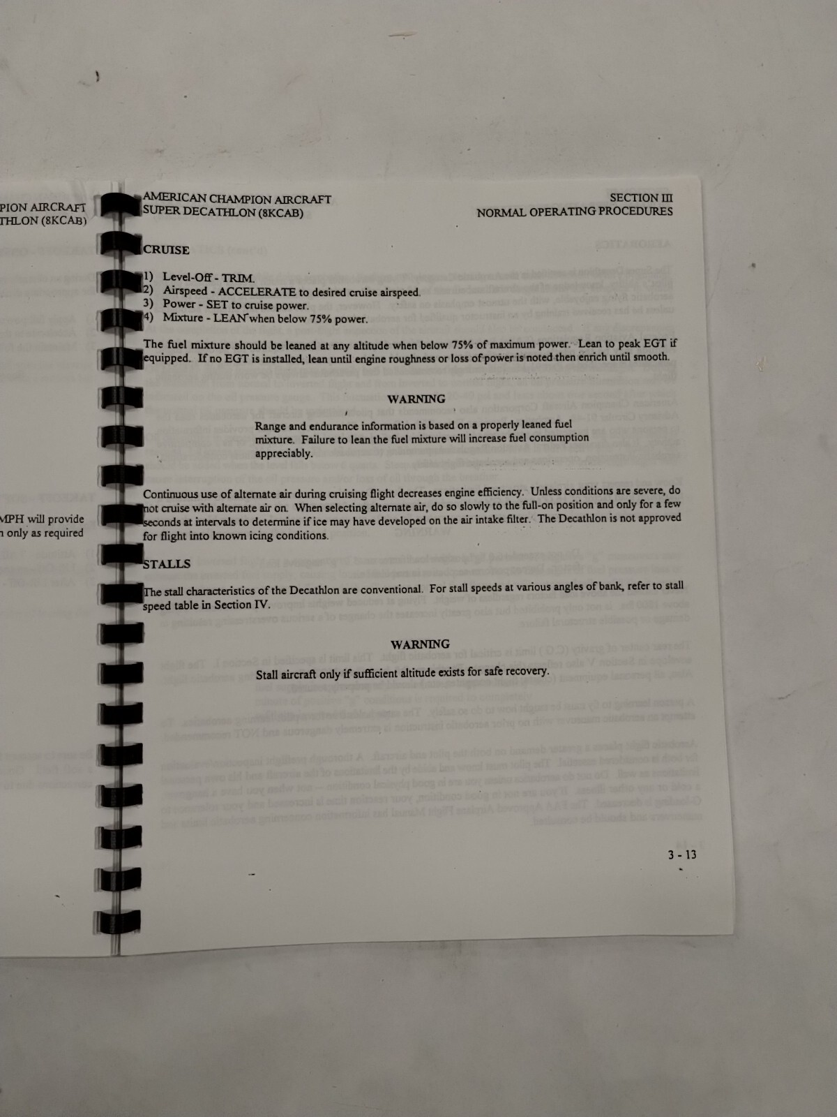 American Champion Super Decathlon 8KCAB Pilots Operating Manual-Copy