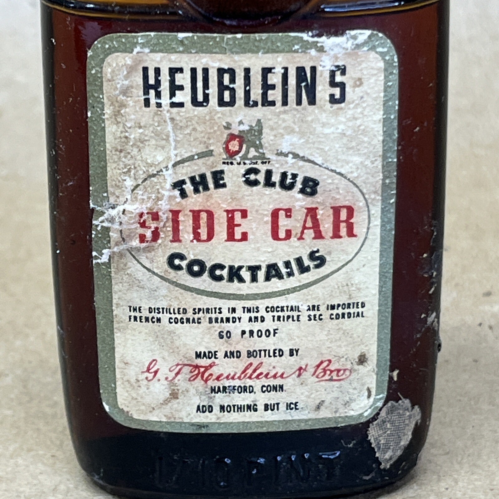 Vintage HEUBLEIN’S Club Side Car Cocktail MINI BOTTLE Alabama Liquor - Empty