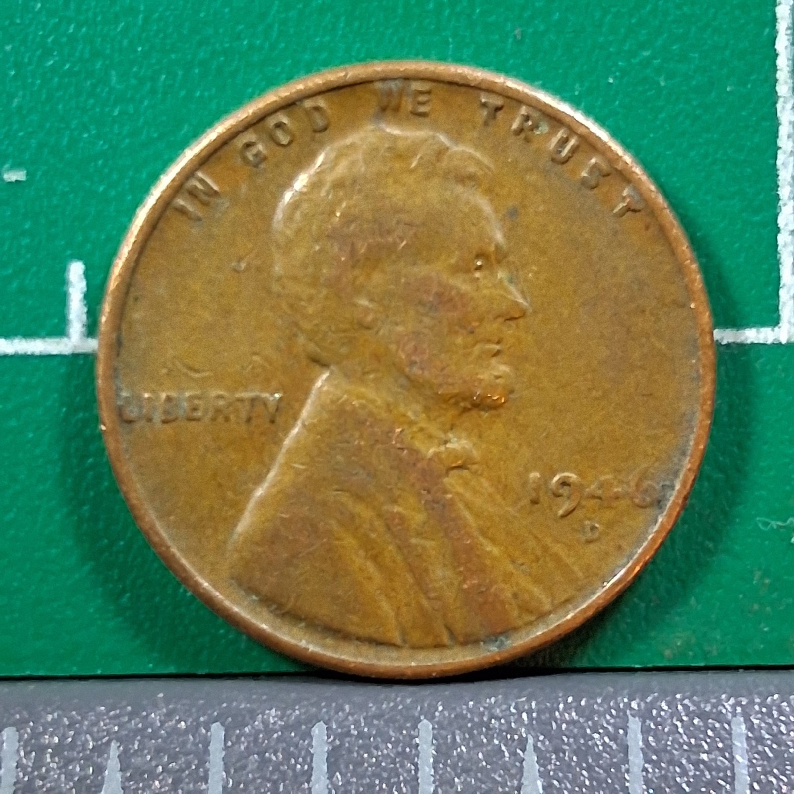 1946-D United States USA Abraham Lincoln Wheat Penny 1 Cent Copper Coin