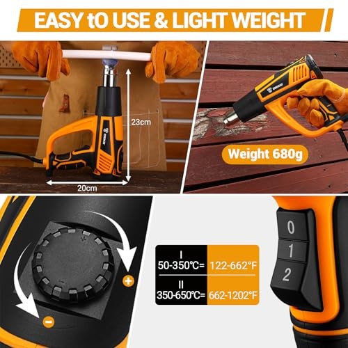 Heat Gun Hot Air Gun: 1800W Heat Guns with Variable Temperature Control 120℉
