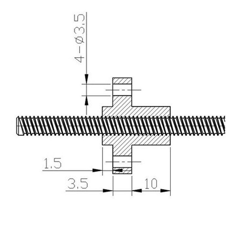 T8x2 Brass lead screw nut only