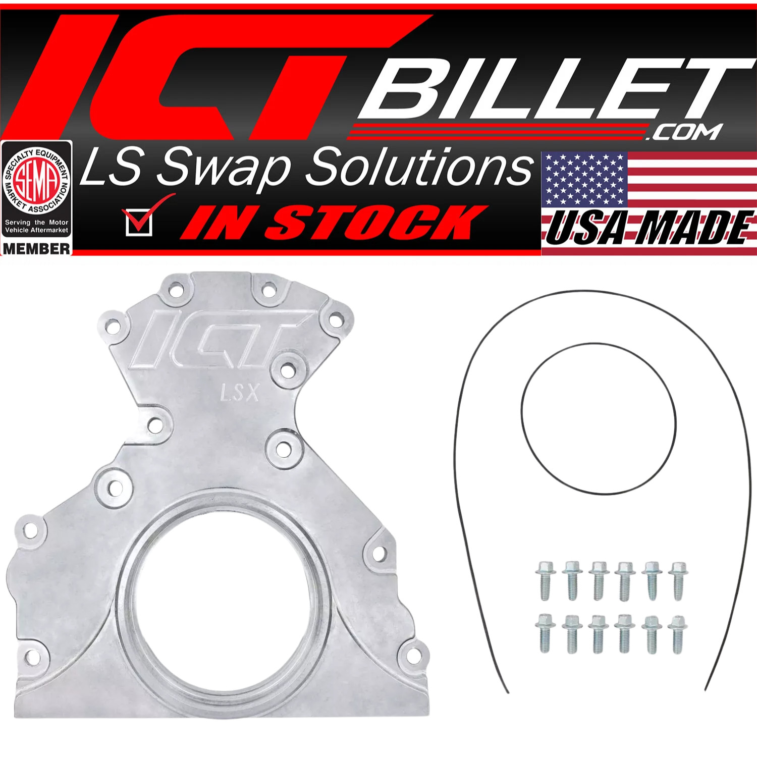ICT Billet LSX Block Billet Aluminum Rear Main Cover