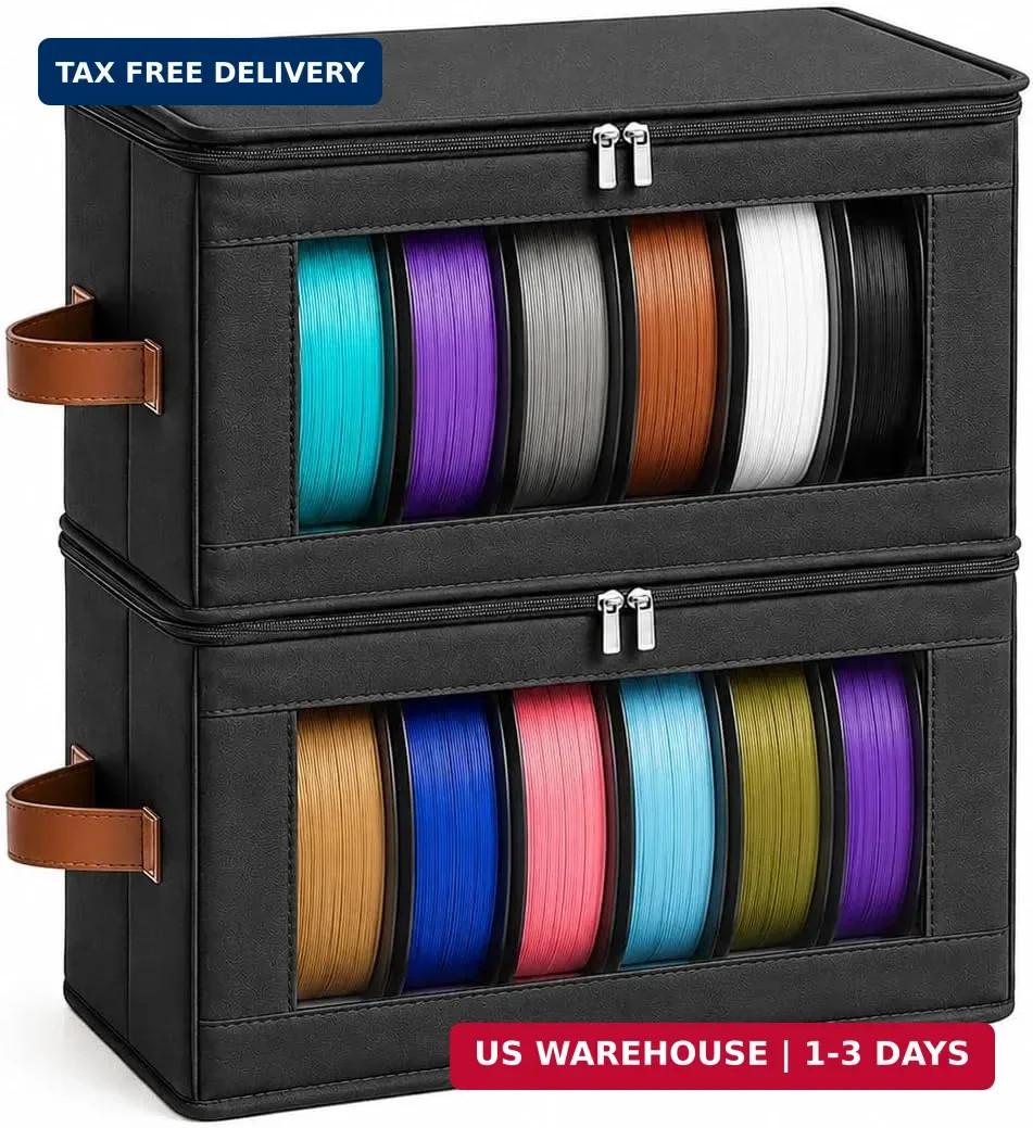 Filament Storage Box Waterproof Dry Box with Desiccants (Black, 2 Pack) | Transp