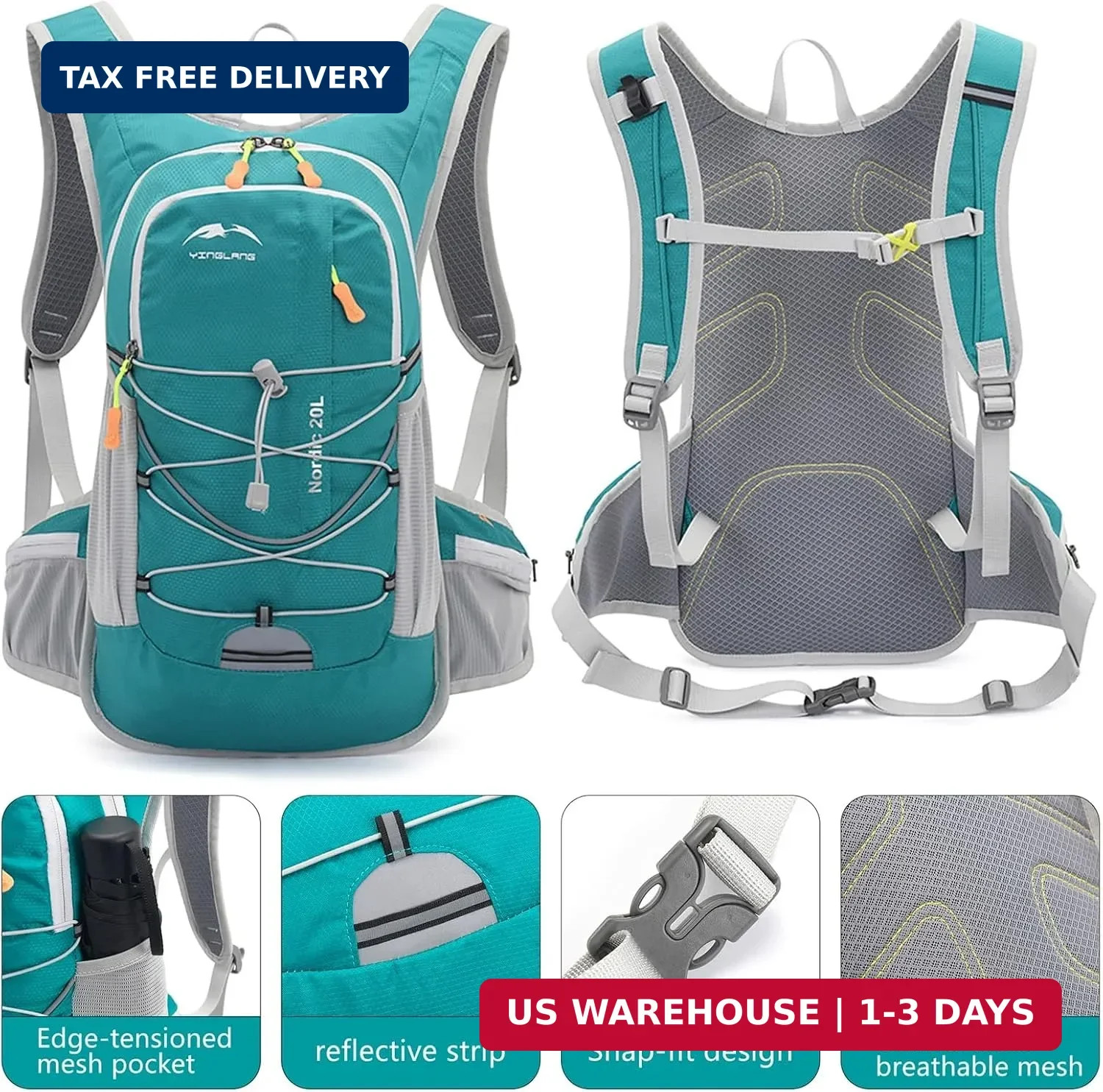 20L Lightweight Hydration Backpack with 2L Insulated Leakproof Water Bladder, Wa
