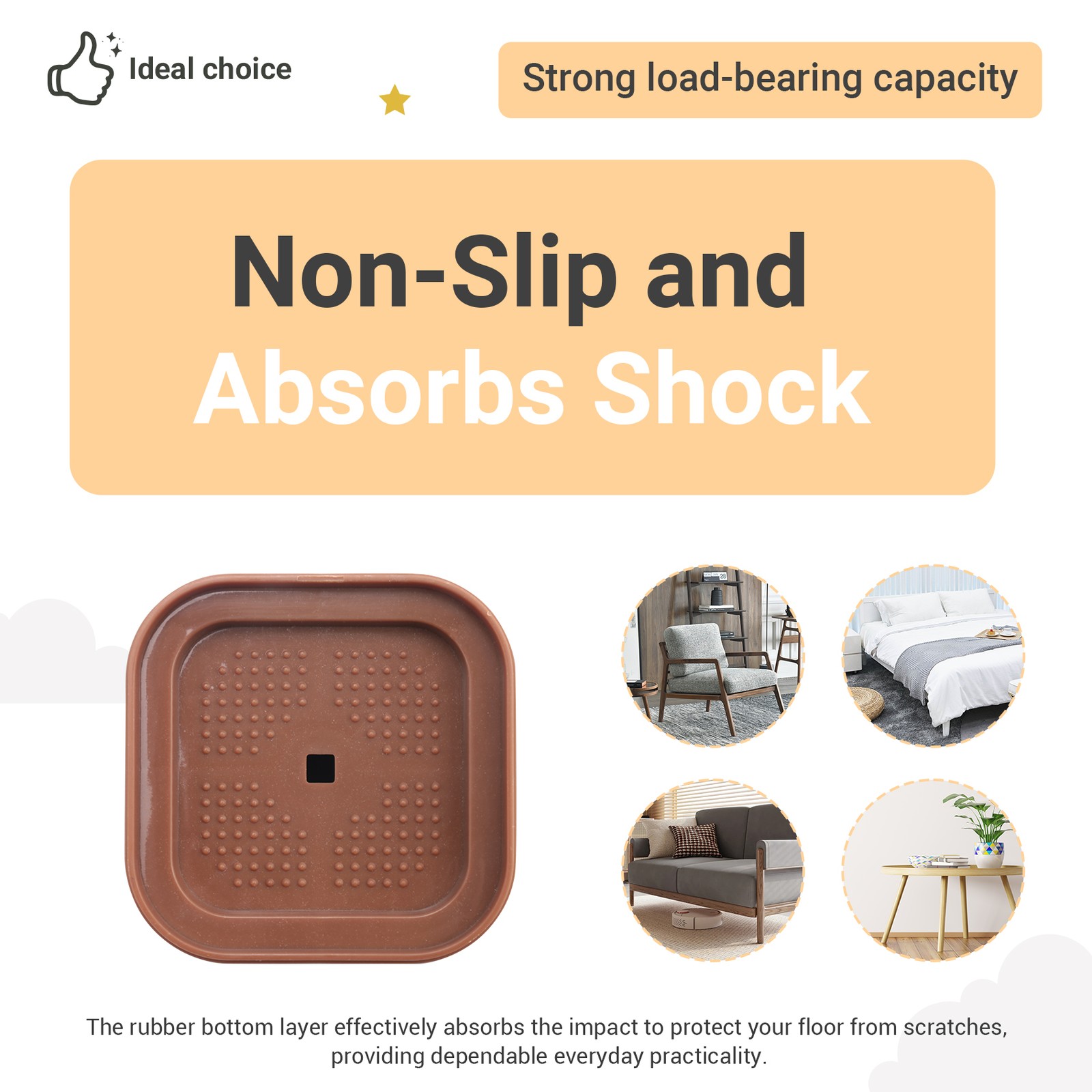 Furniture Risers Adjustable Bed Risers Desk Leg Risers 1.38Inch Stackable9907