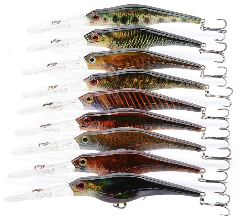 8PCS Crankbait Fishing Lures Minnow Baits Wobblers Floating Hard Bait Pike Bass