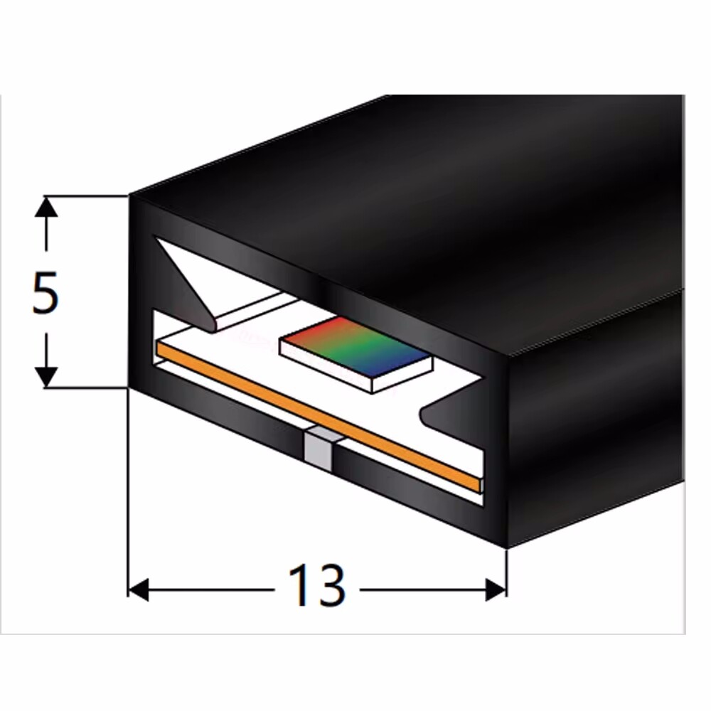 16.4ft Black Silicone LED Channel 5x13mm for 10mm Width LED Strip Light Kit Part