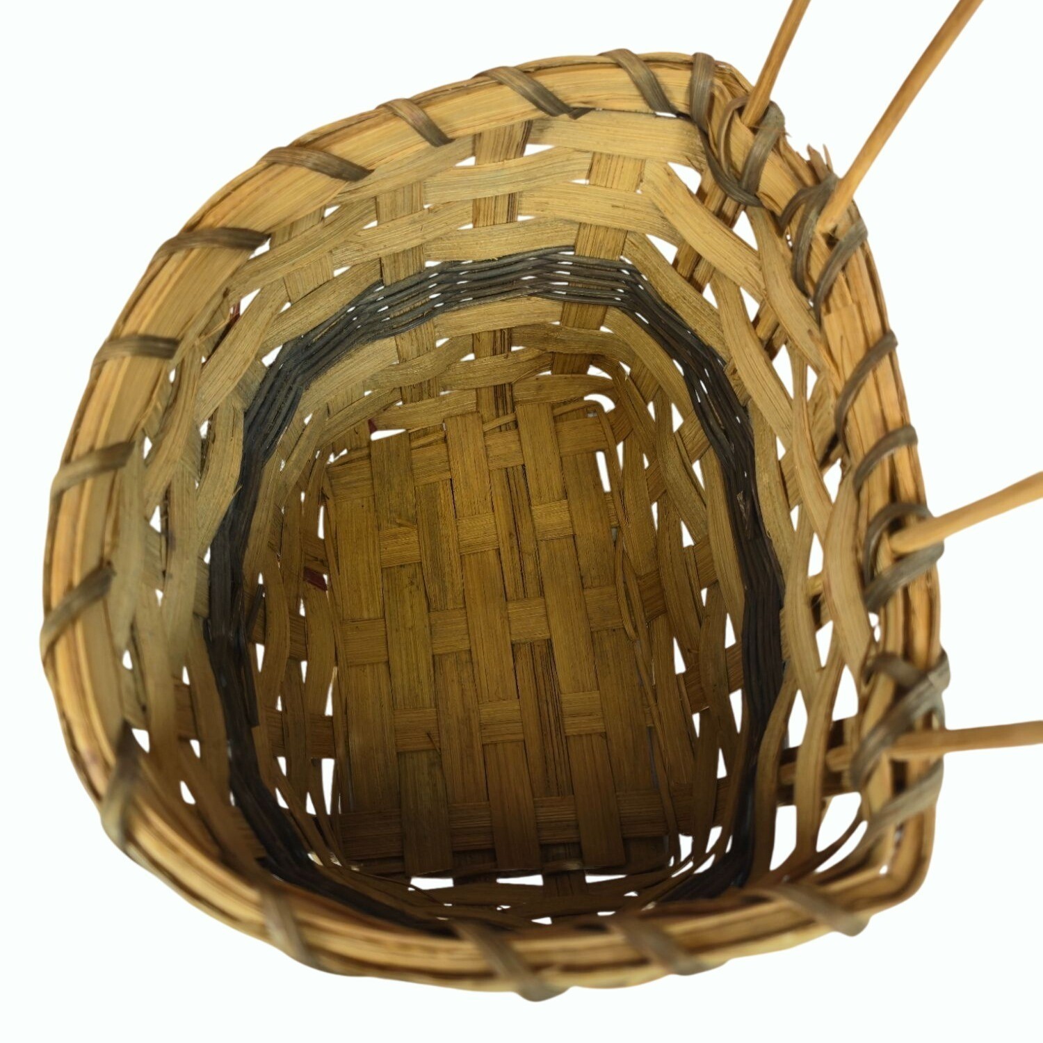 Handcrafted Woven Bow Basket Double Arch Handle Natural Rustic Storage decor
