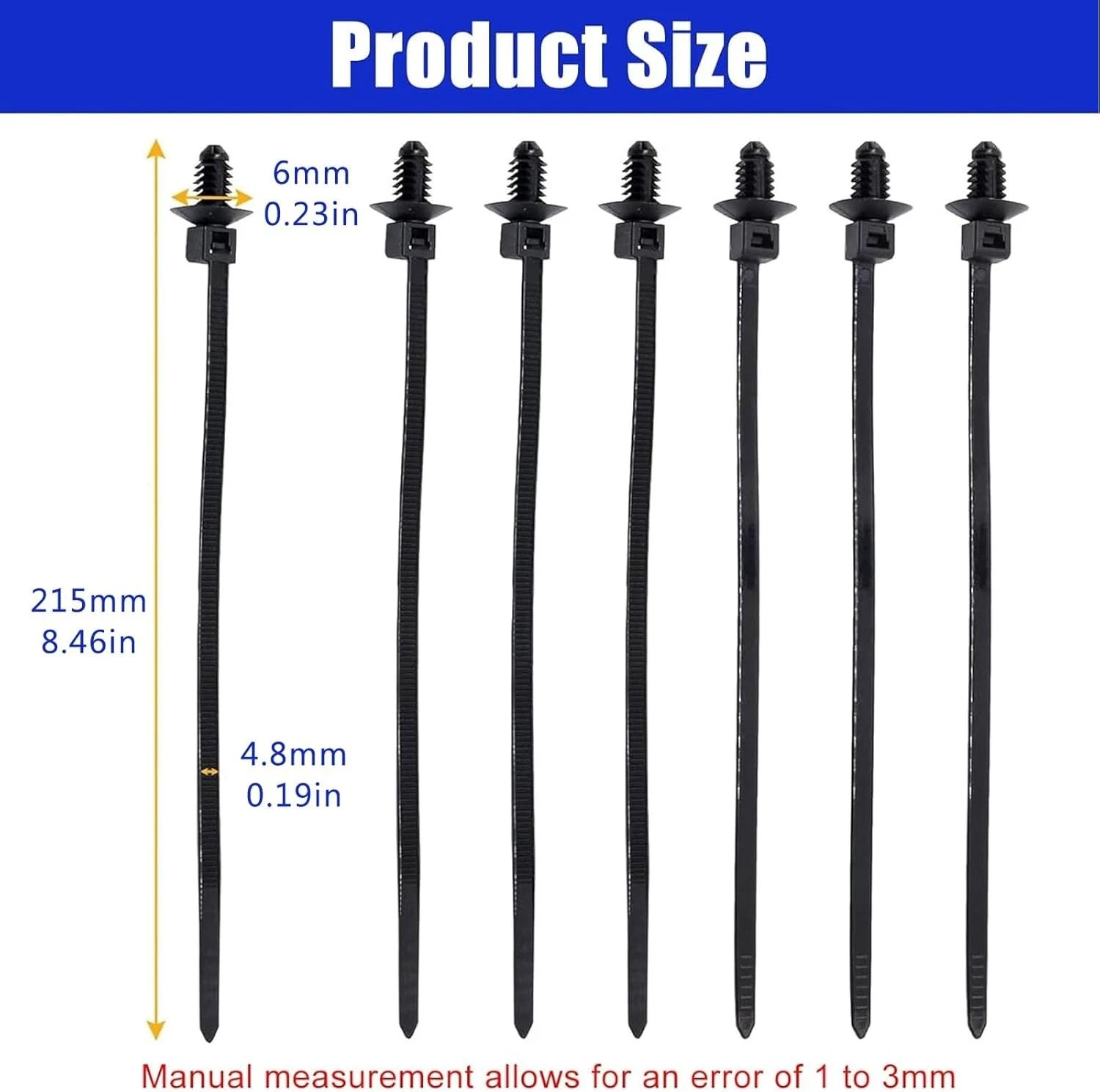 Christmas Tree Cable Ties, Universal Push Mount Cable Zip Tie Black 50 pack