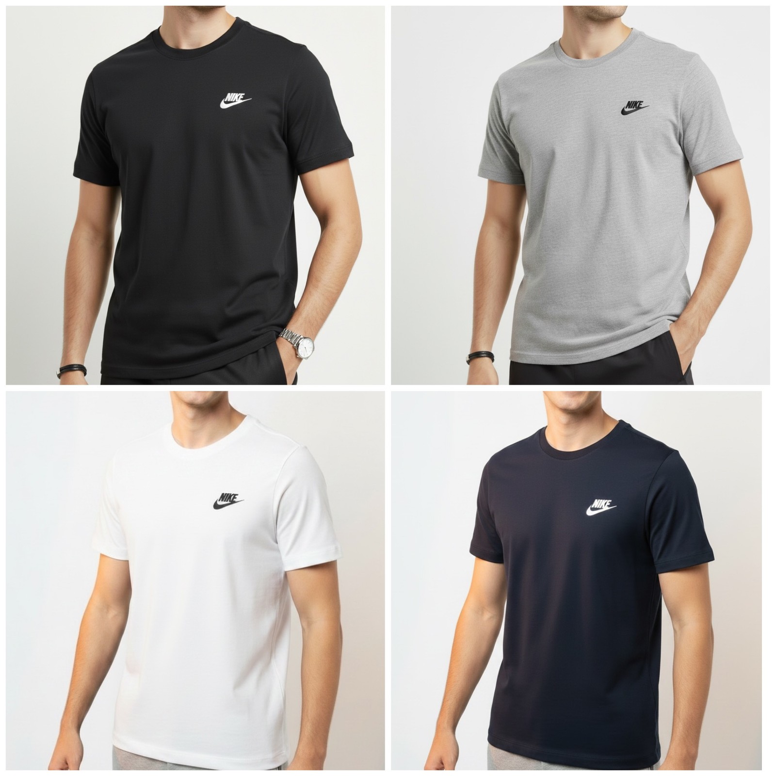 MEN'S NIKE SWOOSH LOGO T-SHIRT SHORT SLEEVE CREW NECK COTTON VARIOUS COLOURS
