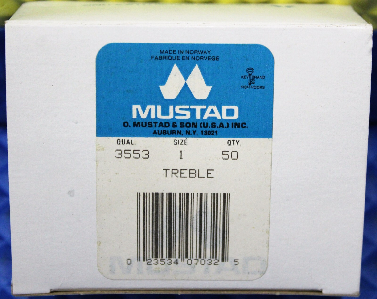 Vintage Mustad Treble Hooks Size 1 Quality No. 3553 Silver Finish 50 Count