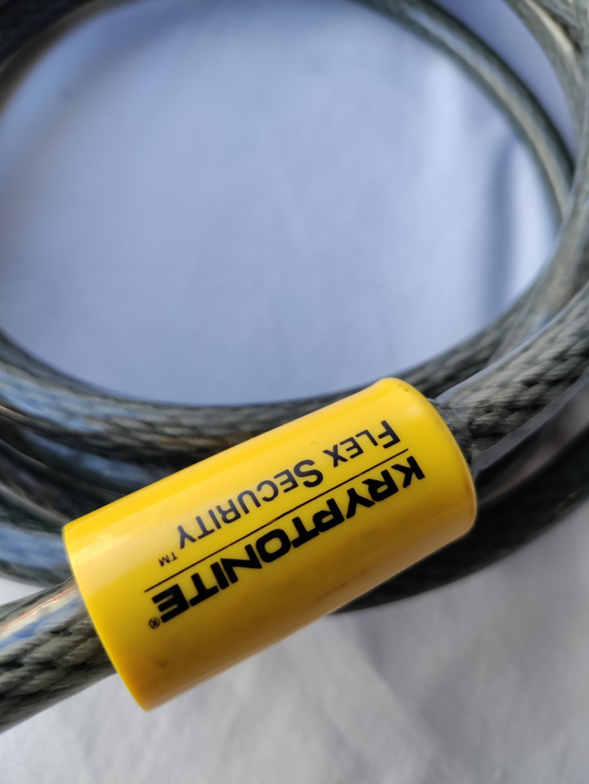 VINTAGE CRYPTO CABLE SECURITY LOCK SIZE 30'–15'x 3/8" BRAIDED WIRE CABLE