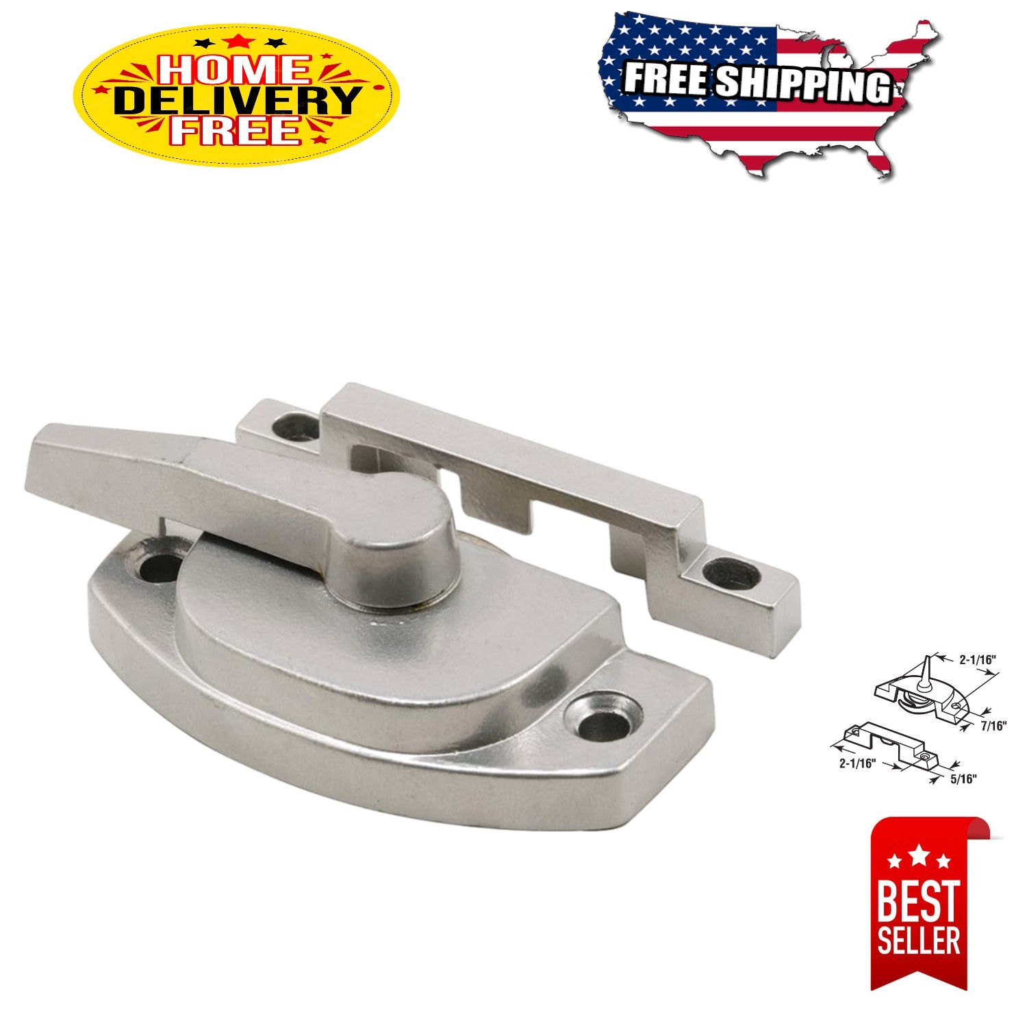 Single Pack Silver-Painted Diecast Zinc Sash Lock for Wooden Sash Windows