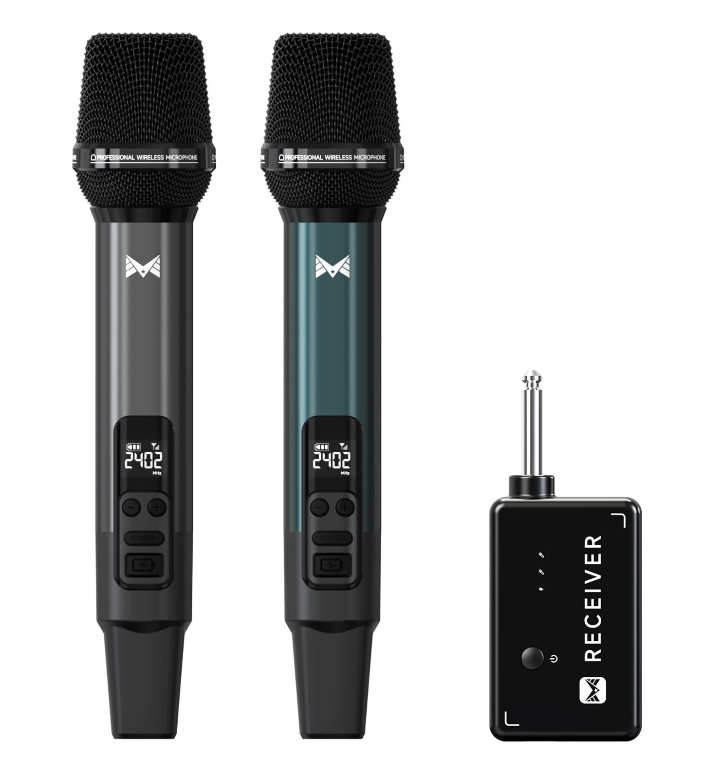Dynamic Wireless Microphone Set, Rechargeable 40H Battery, 200FT Range, Volume C