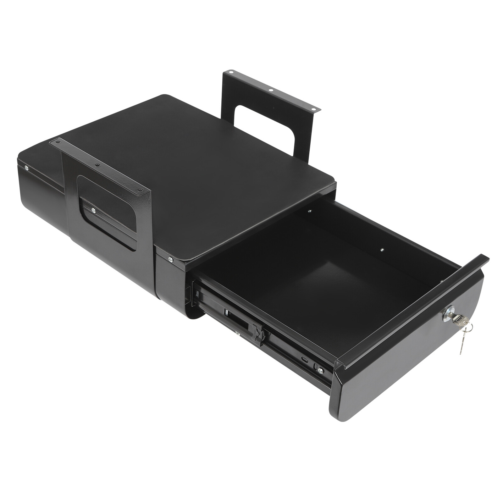 11.5 × 14.3in Lockable Under Desk Pull-Out Sliding Storage Drawer