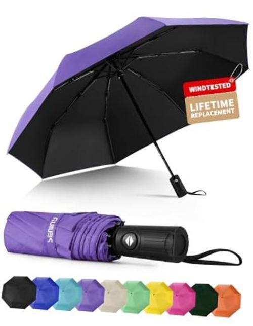 Windproof Travel Umbrella, Automatic Umbrellas for Rain, Portable & Compact
