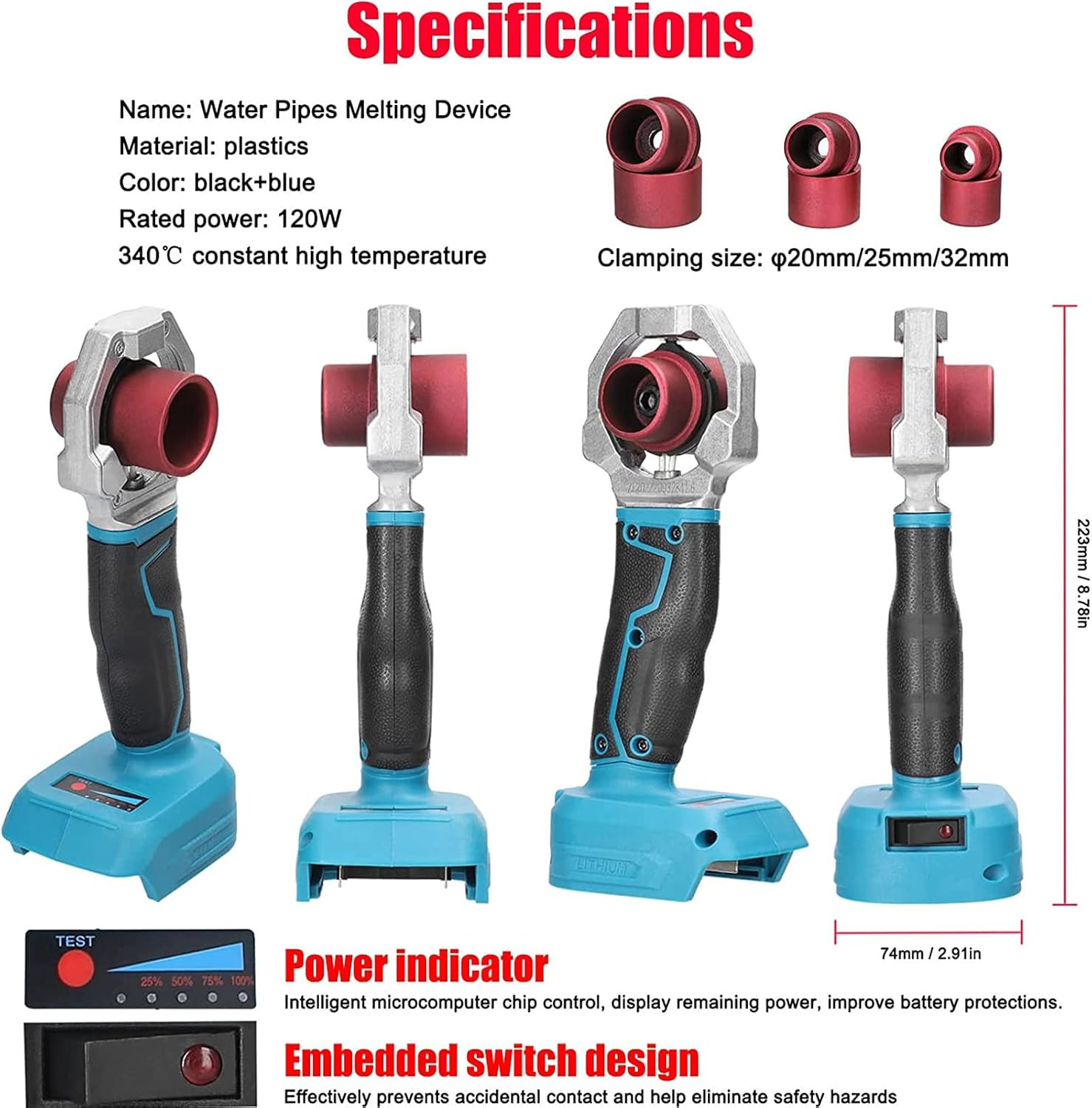 Plastic Water Pipe Welder, Cordless Handheld Socket Fusions Welder Kit, Recharge