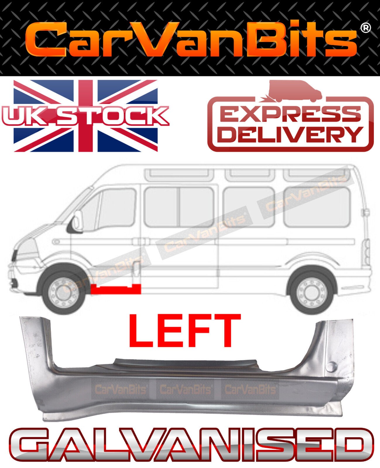 FOR RENAULT MASTER VAUXHALL MOVANO DAILY 9814 UNDER FRONT DOOR SILL REPAIR PANEL