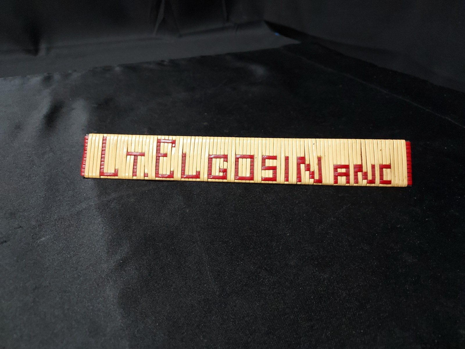 WW2 Folk Trench Art Desk Name Plate Soldier Signed & Dated 6-29-1945 On Back