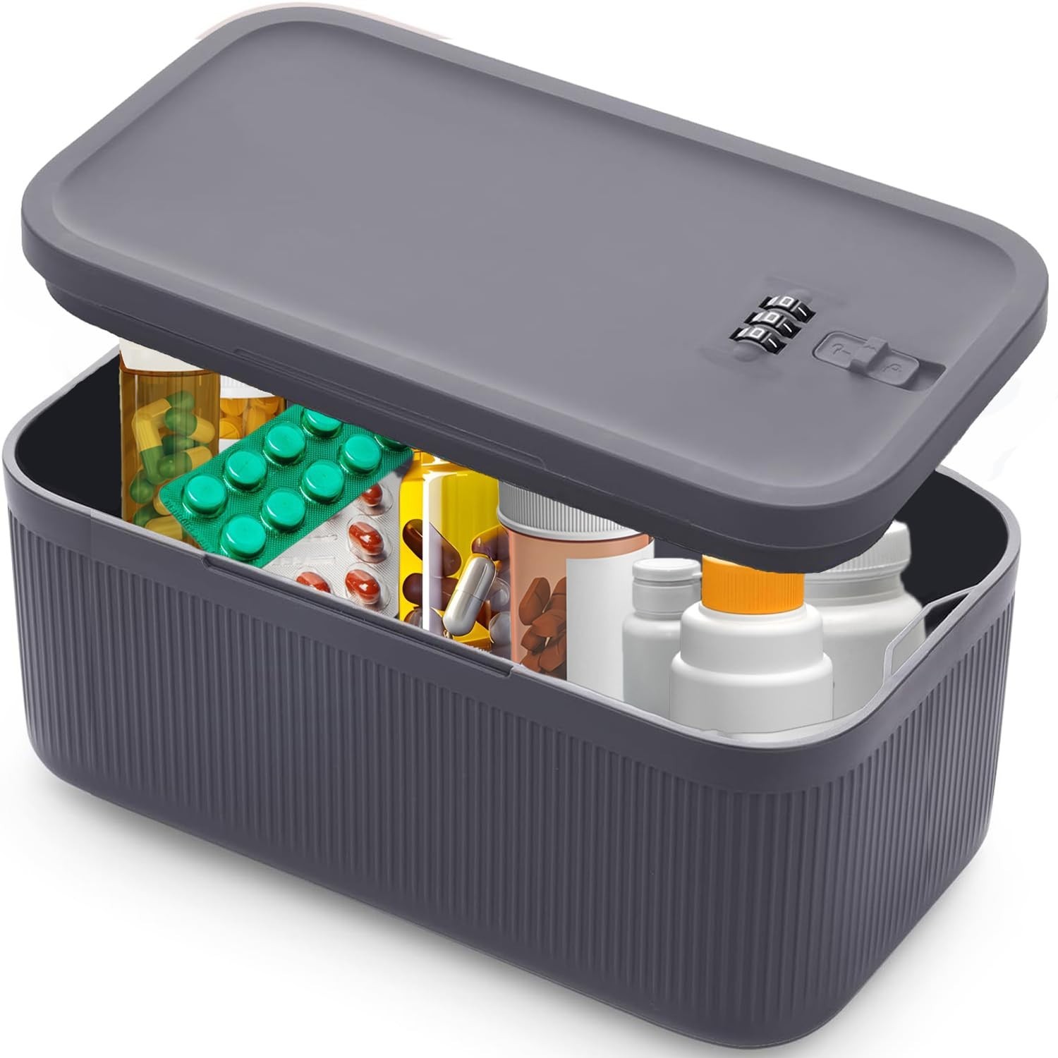 Medication Lock Box,Small Lockable Storage Box with Combination Code for Phone,M