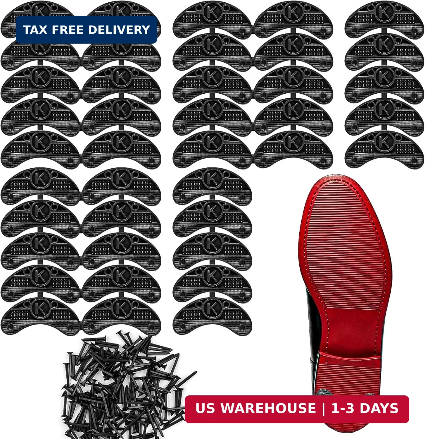 40 Pcs Heel Taps, Black Heel Shoe Taps for Heels with 160 Nails, Rubber Shoe ...