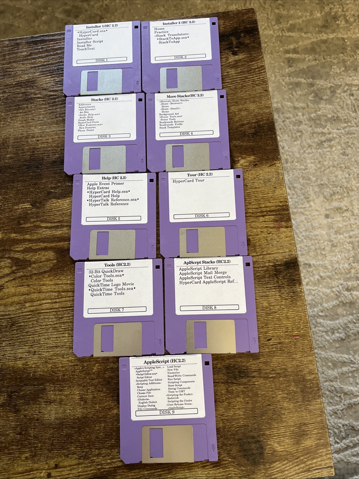 Vintage 3.5 floppy disk(HC 2.2) for HyperCard Nine Discs