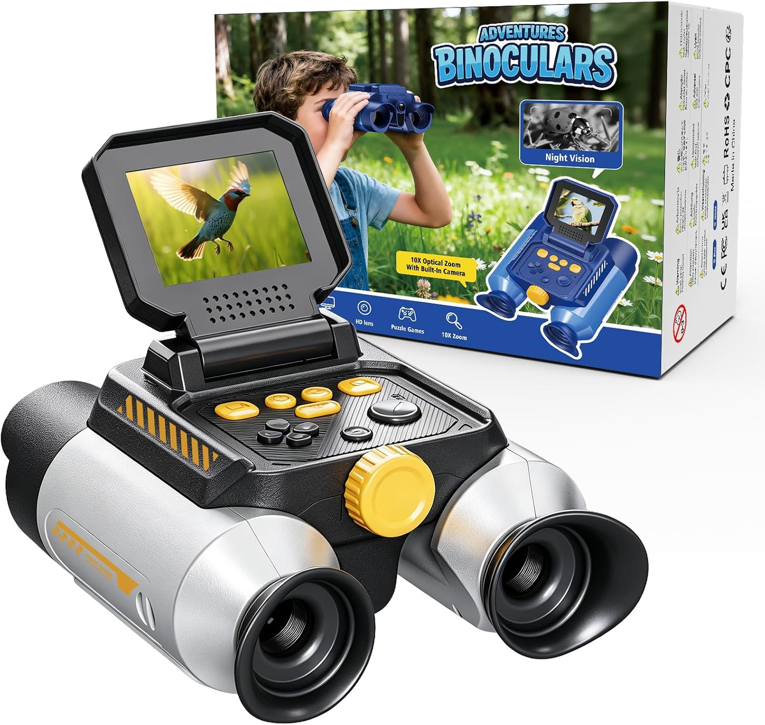 Binoculars for Kids with Night Vision, 48MP HD Digital Camera, STEM Educational