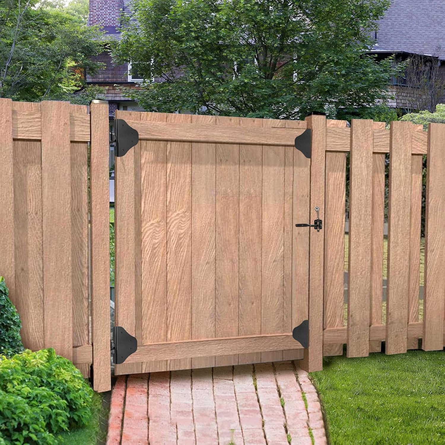 Fence Gate Kit Gate Hardware with Gate Latch - Updated 90 Degree Right Angle Gat