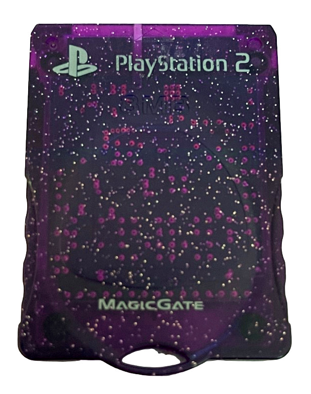 Tabbed Purple Glitter Magic Gate PS2 Memory Card PlayStation 2 8MB