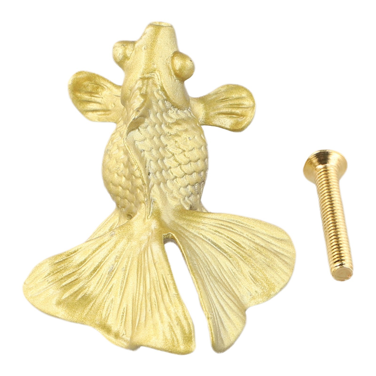 Striking Goldfish Patterned Cabinet Handle Knobs Solid Brass Construction