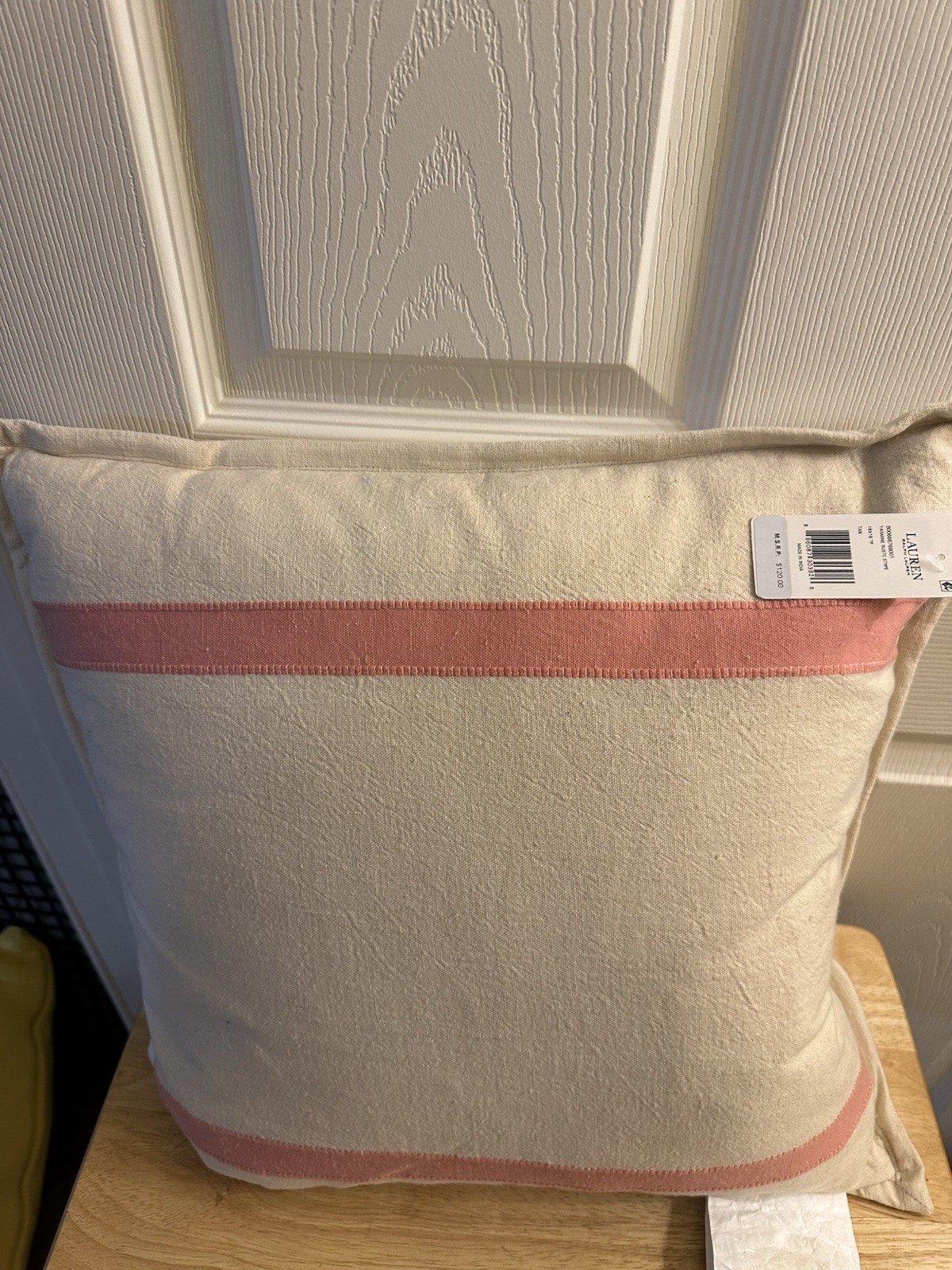 NWT Ralph Lauren Yasmine Rustic Stripe Tan Decorative Throw Pillow 18"x 18"
