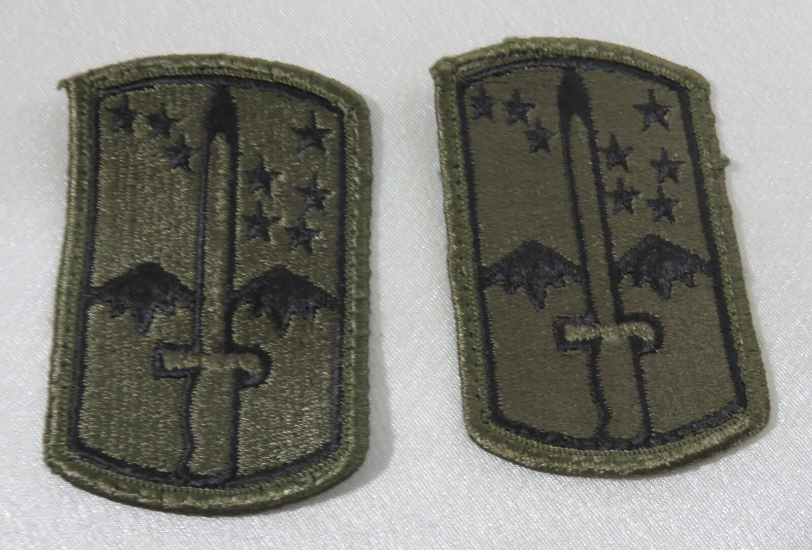 USA Army 172nd Infantry Brigade class “A” Military patch set of 2 Black on Green