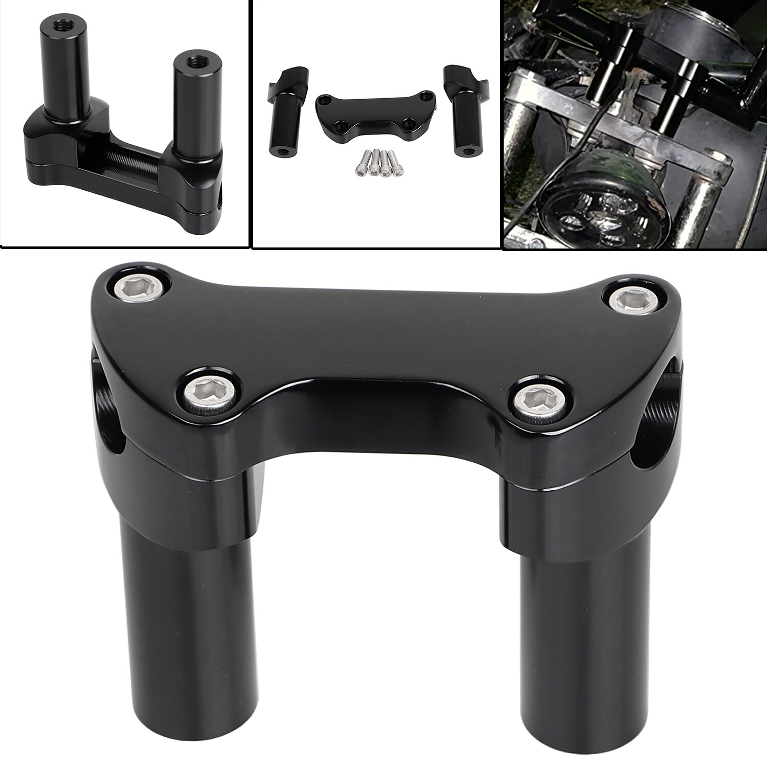 3.5" Straight Handlebar Risers Top Clamp For Harley Tour Sport Glide V-Rod FLT