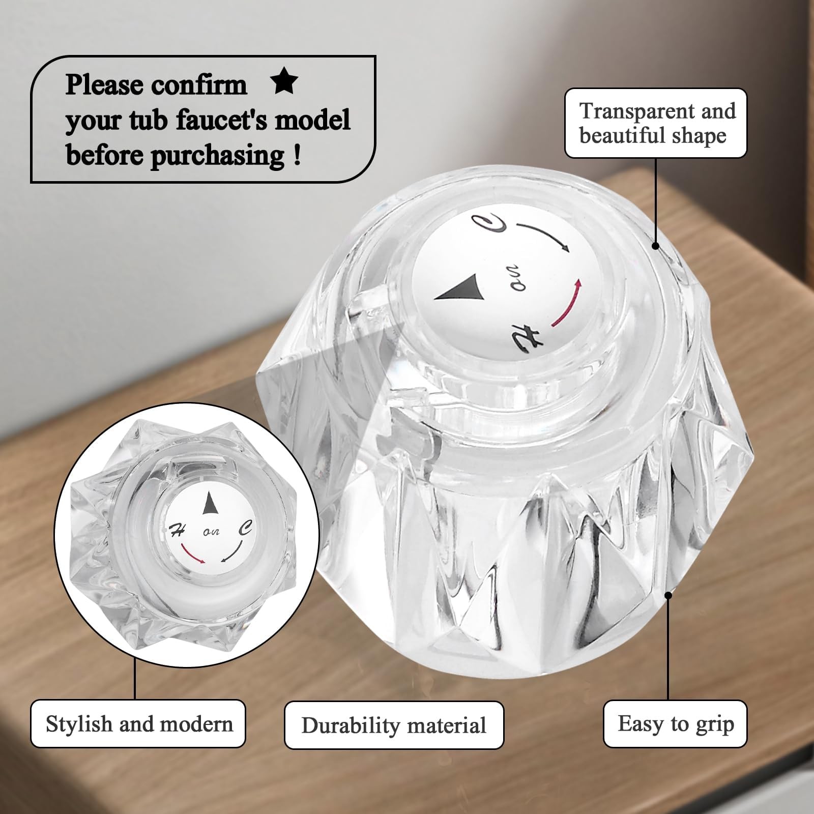 Faucet Handle Replacement Compatible with Delta Faucet RP2391 Single Clear Kn...