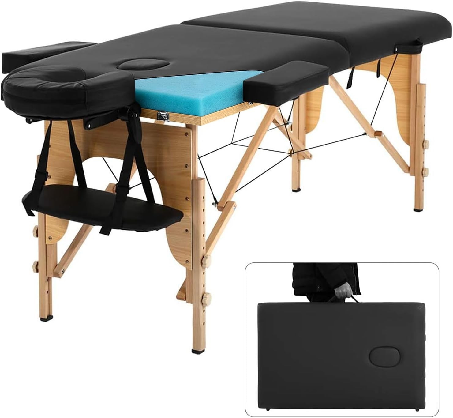 New Massage Table Massage Bed Spa Bed 73" Long Portable 2 folding W/ Carry Case