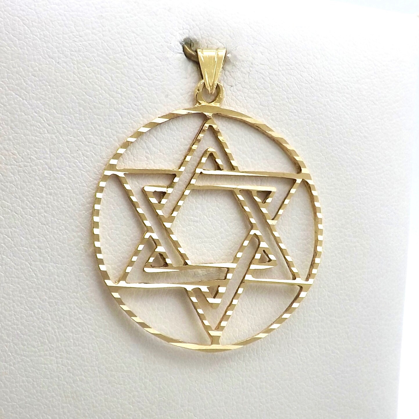 14k Gold Star of David Jewish Hebrew Charm Pendant Israel Diamond Cut