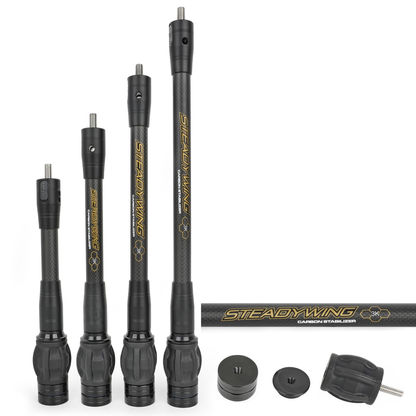 Archery Bow Stabilizer 6" 8" 10" 12" 15" for Compound Bow, Carbon Fiber Body ...