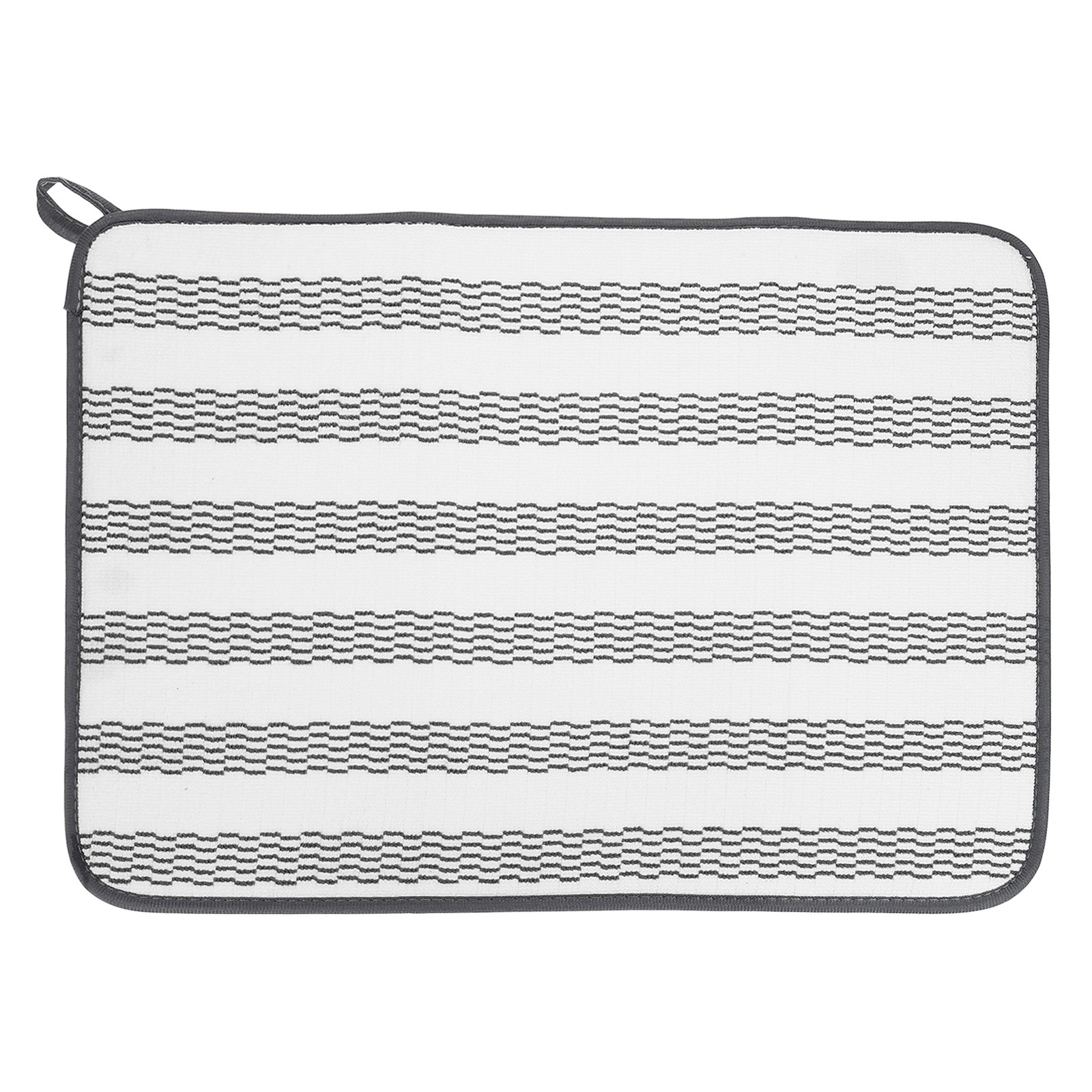 Microfiber Dish Drying Mat,20 x 15 Inch Wide White Stripes, White