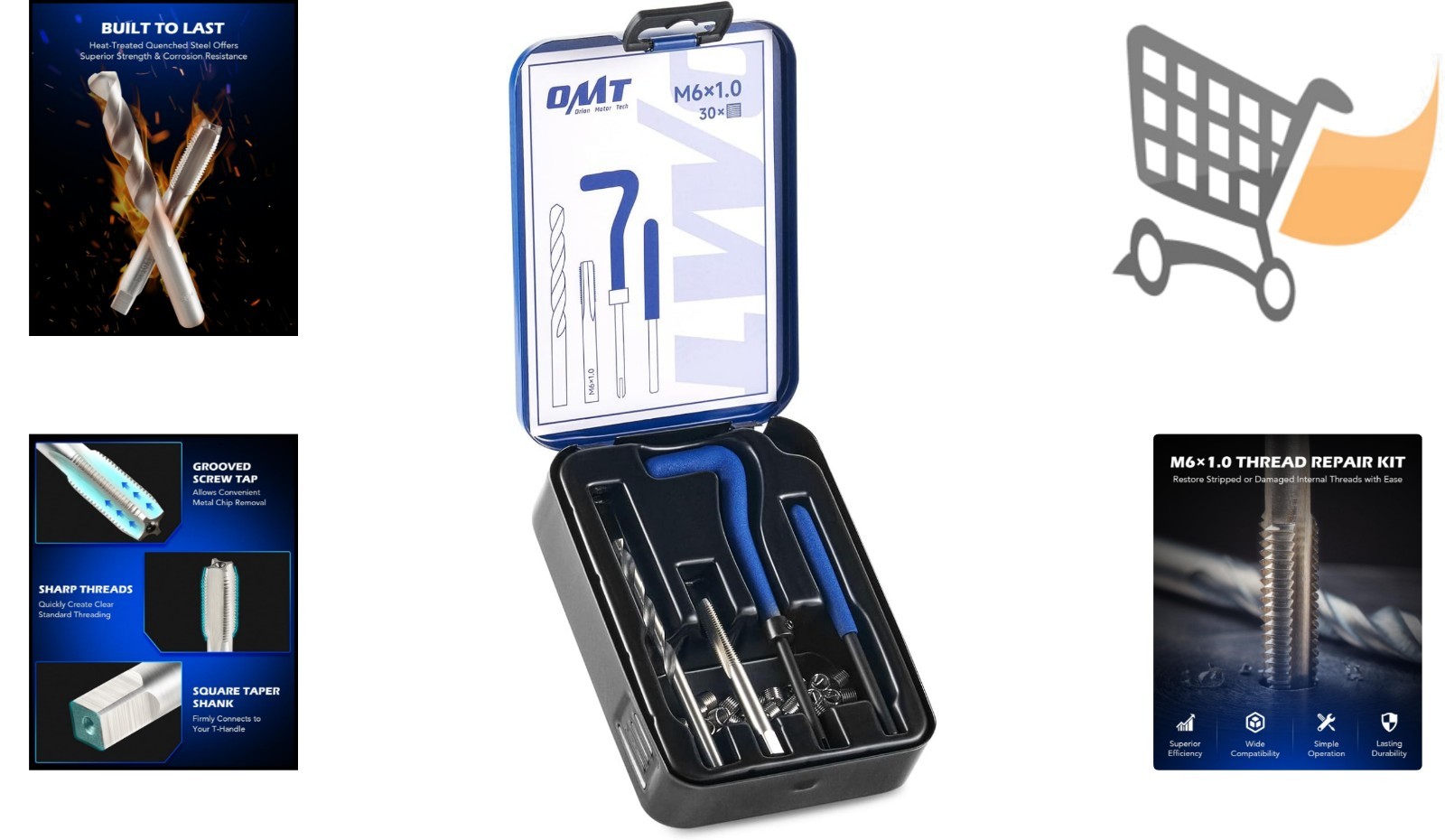 Helicoil Thread Repair Kit M6x1.0 with Drill Bit & 30 Inserts for Rethreading