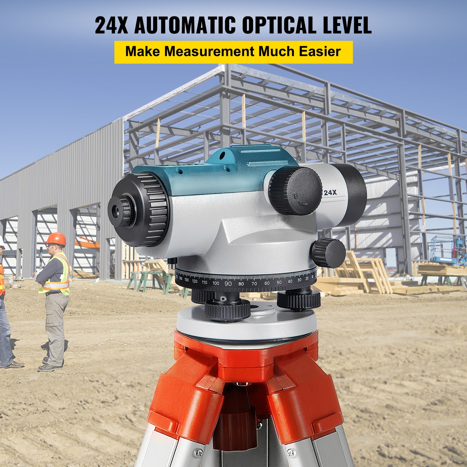 VEVOR Automatic Optical Level 24X Optical Level Kit Waterproof w/Compensator