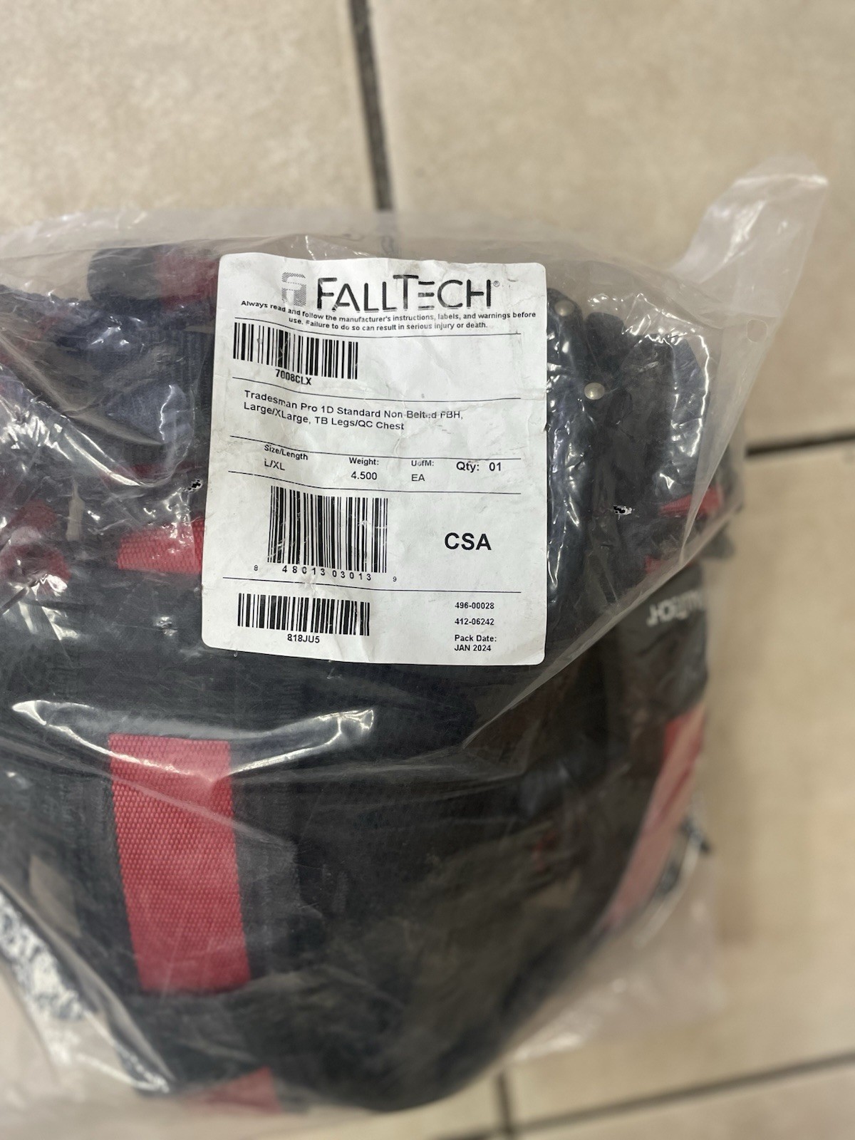 FallTech Large/XL 7008CLX Tradesman Pro Standard Non-belted Harness Polyester